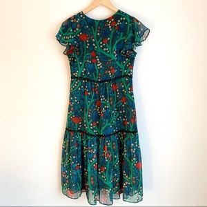 Boho Floral Midi-length Silk Dress (No brand tag)